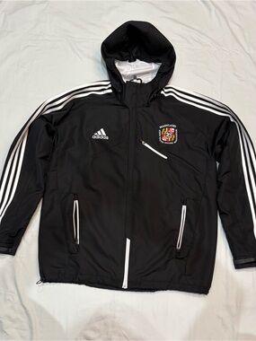 Adidas Men's Black Maryland Soccer Windbreaker Jacket with Hood climaproof